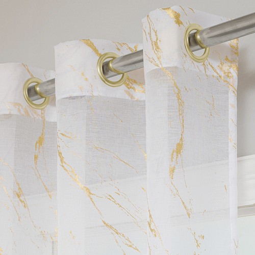 Voile curtain gold silver foil - gold,