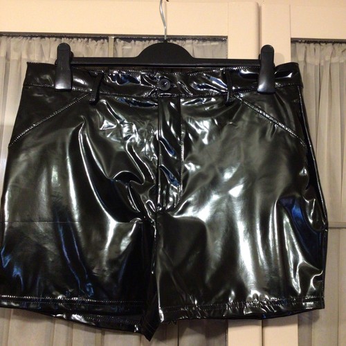 Mens shiny black zipped pvc - ,