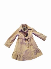 Baby Gap Tan Corduroy & Leopard Print Lined Trench Coat Sz 2T