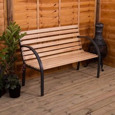 SALE Slatted Garden Bench 3 Seater Wood Outdoor Patio Park Seating Furniture