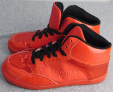 Gia Mia Dance Shoes Women's 8 Hip Hop Red Glitter Flash High Top Sneakers GS4A