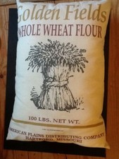 Primitive homespun large Golden Fields Whole Wheat Flour cushion pillow