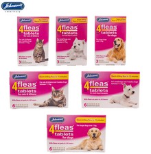 JOHNSONS VETERINARY 4FLEAS TREATMENT FLEA KILLER TABLETS DOG PUPPY CAT KITTEN