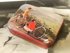 Boys with bikes red Rileys Toffee vintage sweet tin-13cm