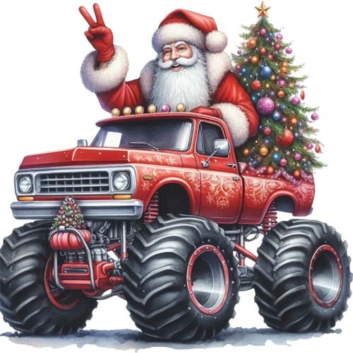 Christmas monster truck santa - truck,