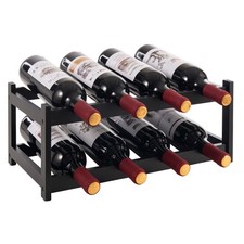 Bamboo Stackable Slimline Wine Rack, Free Standing, Horizontal Holder for Wines
