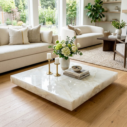 White onyx round - round, table