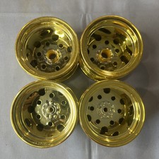 Vintage Tamiya Blackfoot Front Rear Wheel Set Mud Blaster Monster Beetle Gold