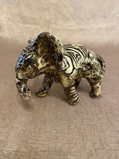 Vintage Collage Safari Patchwork Decoupage Lacquer Baby Elephant Figurine