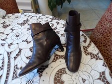 Salvatore Ferragamo "Thio" Brown Calf Leather Kitten Heels Ankle Boots Size 6B