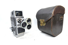 Vintage Bell & Howell Autoset Turret 8mm Film Cine Camera with leather case