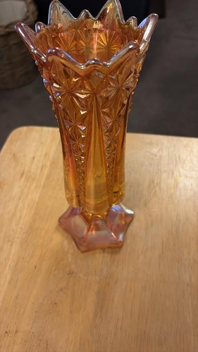 Carnival glass vase used - glass, vase,