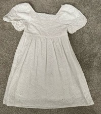 Primark Girls White Embroidered Puff Sleeve Summer Dress Age 6-7 Years