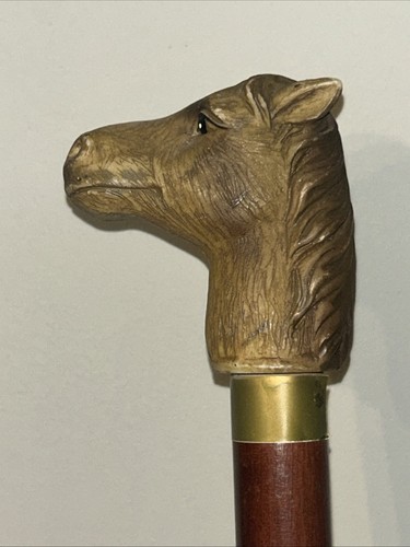 Cream horse head walking stick - cream,