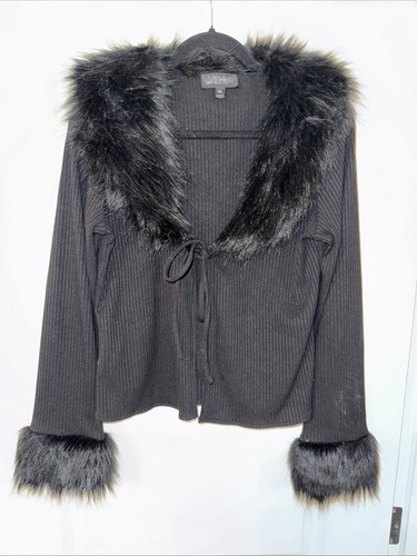 Widow faux fur tie front - widow,