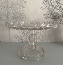 Clear Solid Glass Single Tier Vintage Cake Stand 