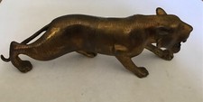 Large Tigger Brass Statue Roaring Lion Hunting Posture Jaguar Panther Leopard