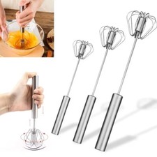 Semi Automatic Egg Whisk Hand Push Egg Beater Stainless Steel Blender Mixer UK