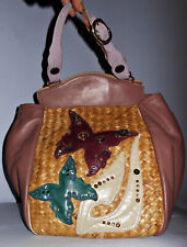 Large Bracher Emden Wicker & Leather Butterfly Jewel Crystal Embellished Bag