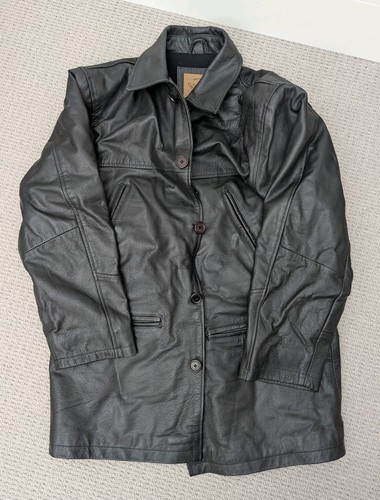 Black leather jacket - -, thick