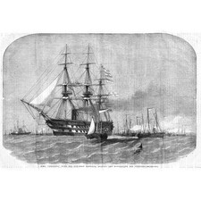 HMS Colossus with Gun Boat