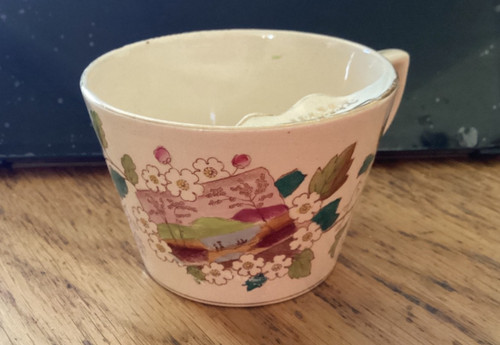 Vintage moustache cup floral - vintage, cup.