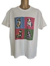Dog Print Bulldog Dutch hound Staffy Mens T-Shirt Size L