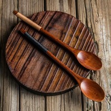Long Handled Wooden Spoon Large Wood Soup Spoon Korean Dinner Tablespoon