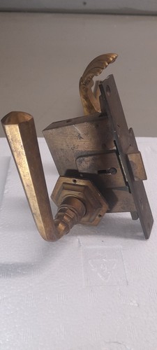 Antique brass door lock - door,