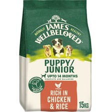 15kg James Wellbeloved Puppy / Junior Dry Dog Food Rich in Chicken & Rice