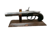 Vintage Flintlock Pistol Replica Ligther w/ Stand - Collectable Display Piece 