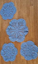 4 x Cotton Lace Doilies - Blue