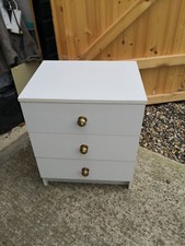 Chest of Drawers - White - 3 Drawers - Small 49.5cm wide Used item