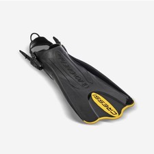 CRESSI Palau - Long Adjustable Open Heel Snorkel Fins - Black/Yellow. XS-S