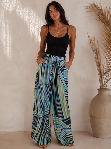 Ladies turquoise multi stripe - turquoise,