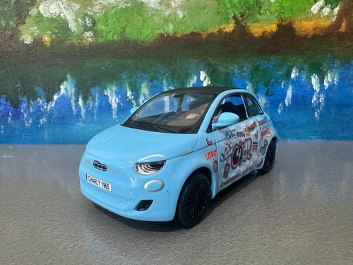Kinsmart blue fiat - 500e, 1:28