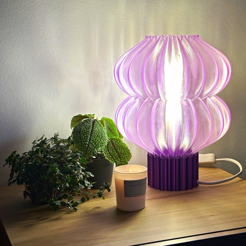 Purple ribbed table - purple, lamp
