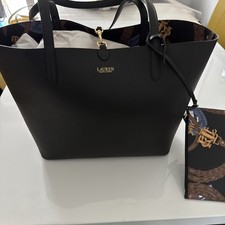 LAUREN RALPH LAUREN Green Faux Leather Reversible Tote Bag Purse BNWT RRP £219