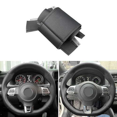 Black smooth leather steering - leather,