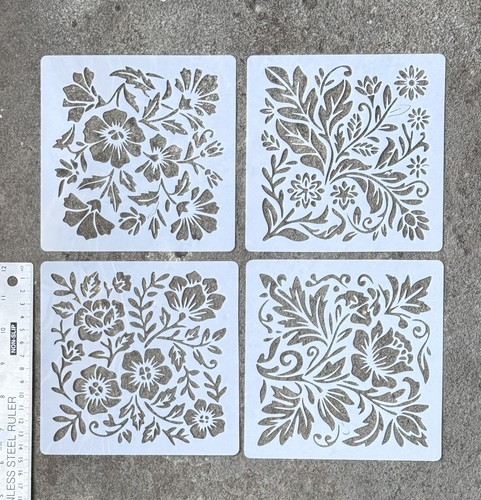 Stencil set flowers floral - set, x4