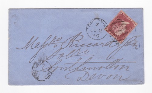 1860 penny red stamp on - penny,