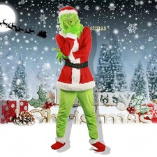 Adult Costume The Grinch Mens Christmas Santa Xmas Cosplay Fancy Outfit Set UK