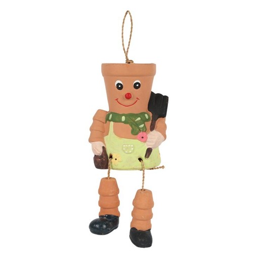 Terracotta flower pot man - terracotta,