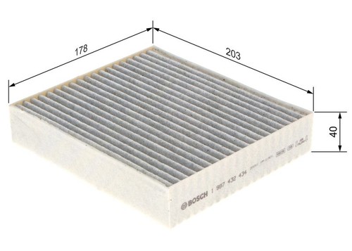 Cabin air filter 203mm - 203mm, fits