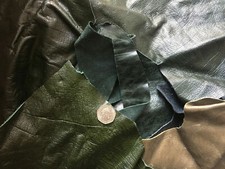 Green leather offcuts scrap - offcuts,