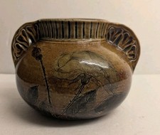 Martin Brothers Saltglaze Stoneware Art Pottery Vase decorated w/flowers/ leaves