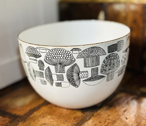 Vintage mcm mushroom enamel - vintage,