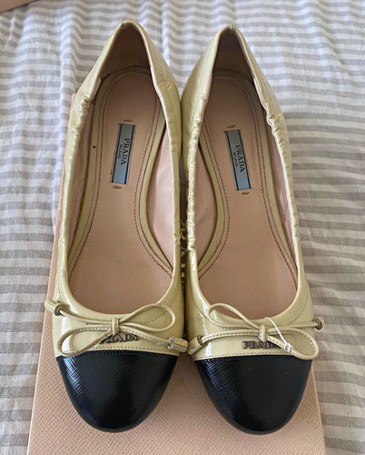 Prada cream black patent - cream,