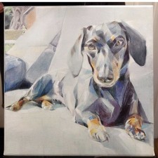 Mini Dachshund Oil Painting