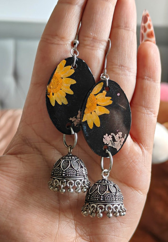 Handmade resin jhumka with - handmade,